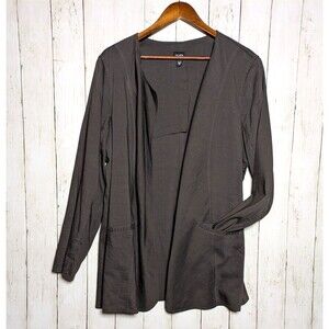 Eileen Fisher Brown Linen Blend Open Front Jacket Cardigan Blazer Womens XL